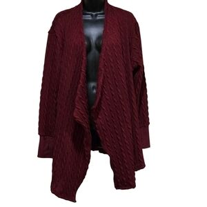 Weekend Women's Cardigan Sweater Thumbhole Open Long Cable Knit w/Pockets Size L